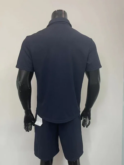 Men's Polo Shirt Set Short-Sleeved with Pocket Decoration and Shorts Two-Piece Set - Shello's Creative Boutique