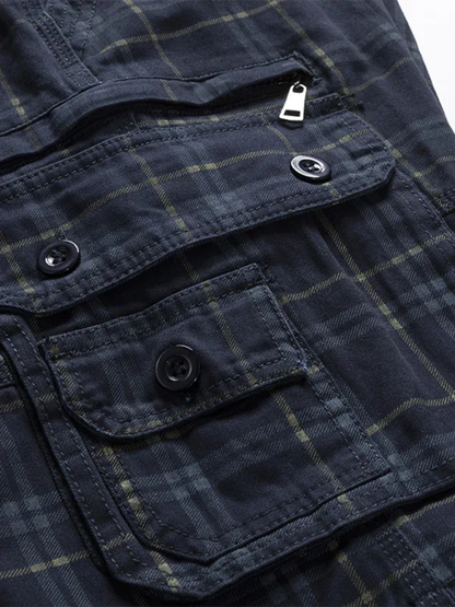 Men's Casual Sports Shorts - Slim Fit Mid-Length Plaid Pants with Multiple Pockets - Shello's Creative Boutique