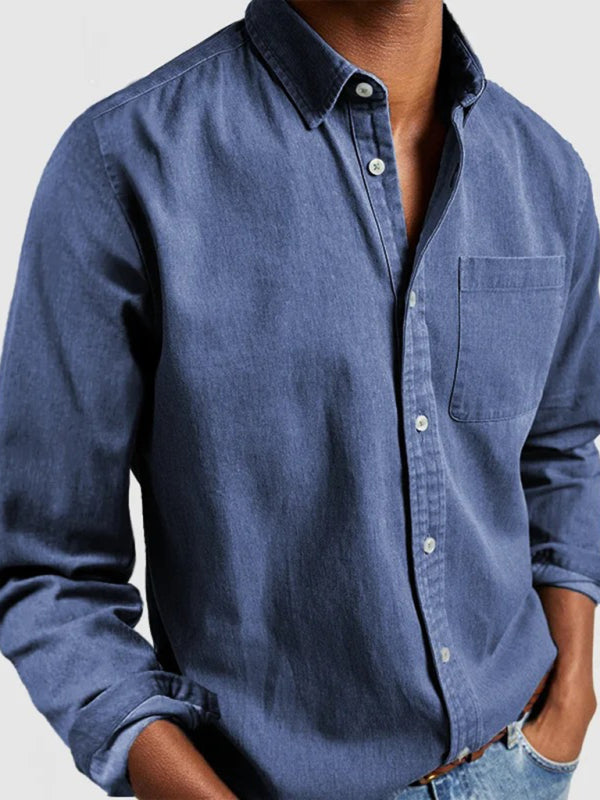 Long Sleeve Lapel Men's Shirt Shello's Creative Boutique