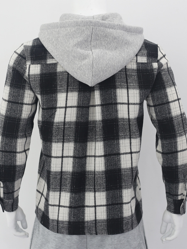 Loose Casual Flannel Jacquard Long Sleeve Hooded Plaid Shirt Shello's Creative Boutique