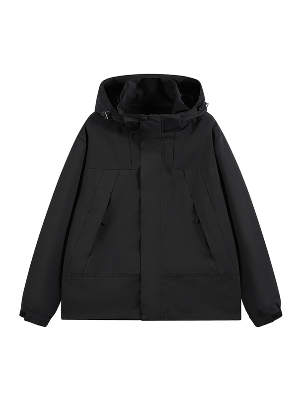 Unisex Couple Jacket with Removable Hood Waterproof Windproof Jacket Shello's Creative Boutique