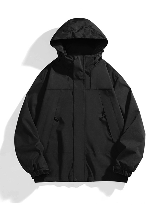 Unisex Couple Jacket with Removable Hood Waterproof Windproof Jacket Shello's Creative Boutique
