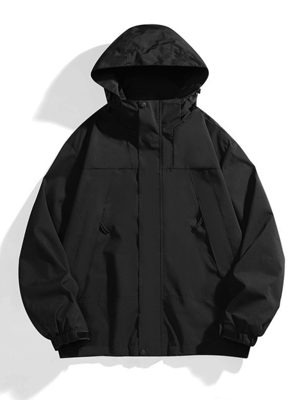 Unisex Couple Jacket with Removable Hood Waterproof Windproof Jacket Shello's Creative Boutique