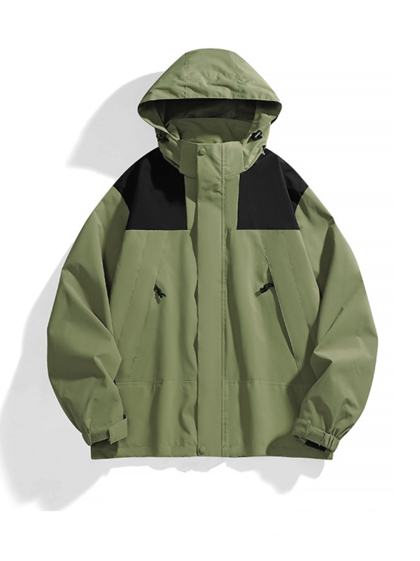 Unisex Couple Jacket with Removable Hood Waterproof Windproof Jacket Shello's Creative Boutique