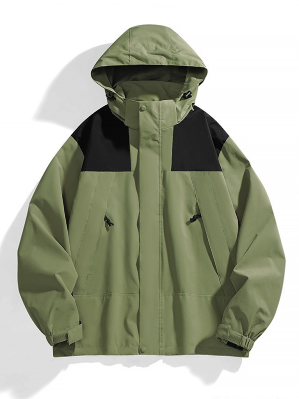 Unisex Couple Jacket with Removable Hood Waterproof Windproof Jacket Shello's Creative Boutique