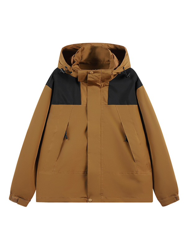 Unisex Couple Jacket with Removable Hood Waterproof Windproof Jacket Shello's Creative Boutique