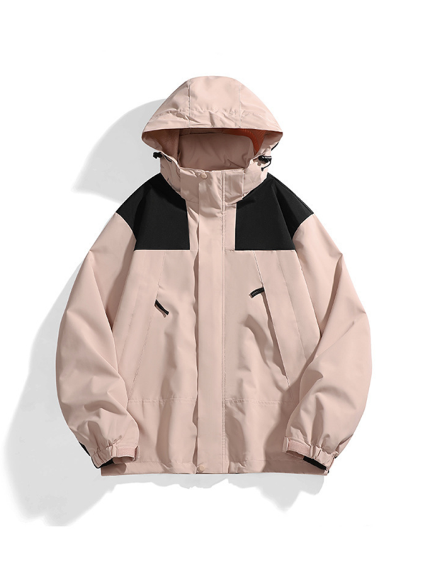Unisex Couple Jacket with Removable Hood Waterproof Windproof Jacket Shello's Creative Boutique
