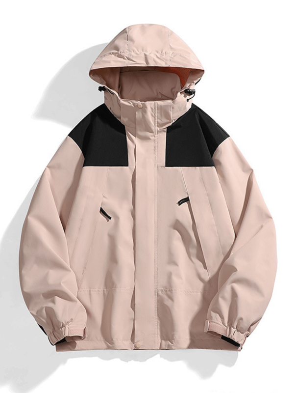 Unisex Couple Jacket with Removable Hood Waterproof Windproof Jacket Shello's Creative Boutique