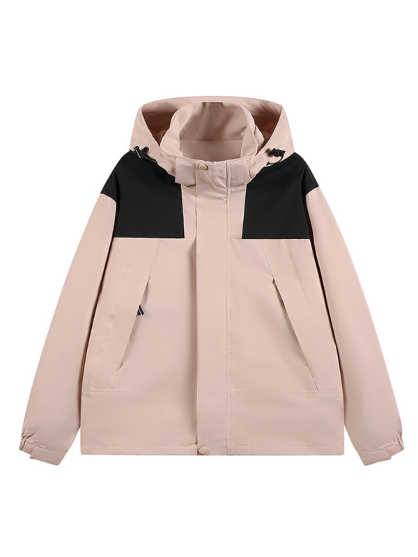Unisex Couple Jacket with Removable Hood Waterproof Windproof Jacket Shello's Creative Boutique