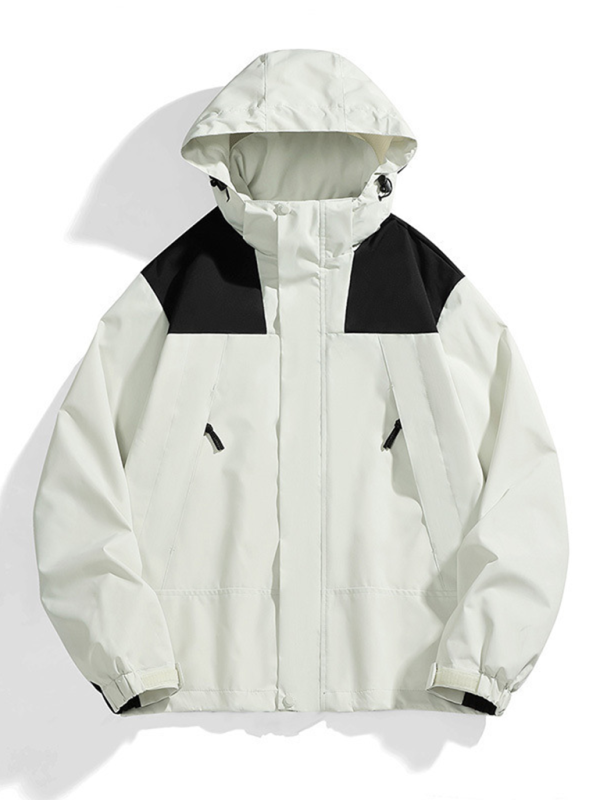Unisex Couple Jacket with Removable Hood Waterproof Windproof Jacket Shello's Creative Boutique