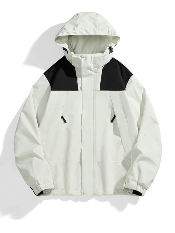Unisex Couple Jacket with Removable Hood Waterproof Windproof Jacket Shello's Creative Boutique