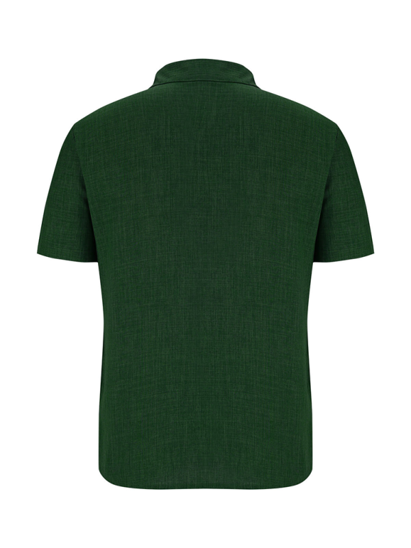 New solid color lapel pocket short sleeve casual men's shirt Shello's Creative Boutique