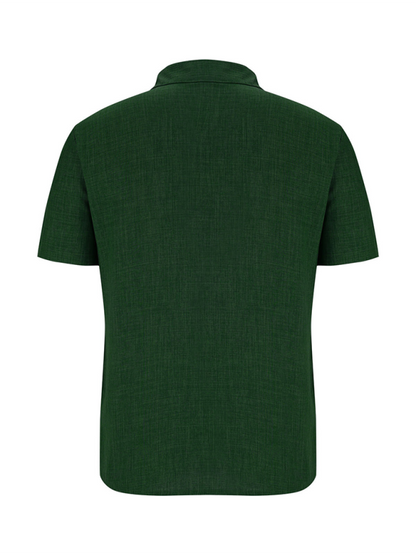 New solid color lapel pocket short sleeve casual men's shirt Shello's Creative Boutique