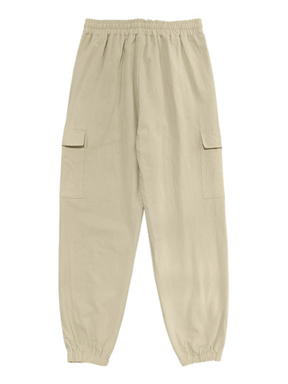 Casual cuffs, multi-pocket drawstrings, solid color, loose large size drawstring trousers Shello's Creative Boutique