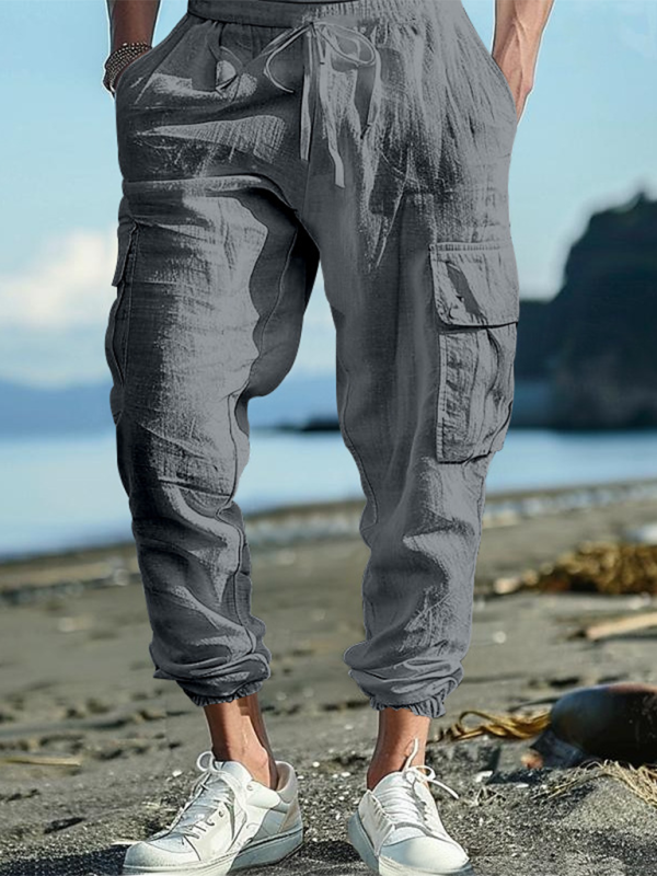 Casual cuffs, multi-pocket drawstrings, solid color, loose large size drawstring trousers Shello's Creative Boutique