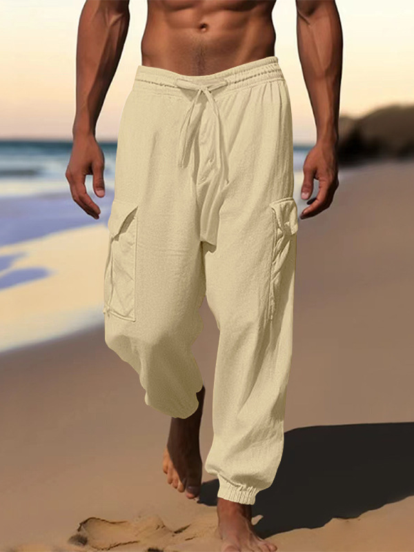 Casual cuffed multi-pocket drawstring trousers Shello's Creative Boutique