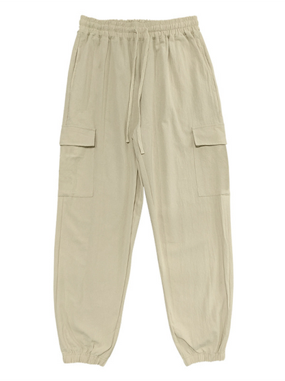 Casual cuffs, multi-pocket drawstrings, solid color, loose large size drawstring trousers Shello's Creative Boutique