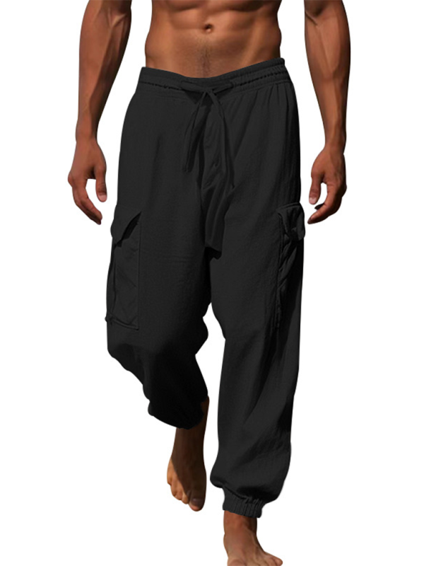 Casual cuffed multi-pocket drawstring trousers Shello's Creative Boutique