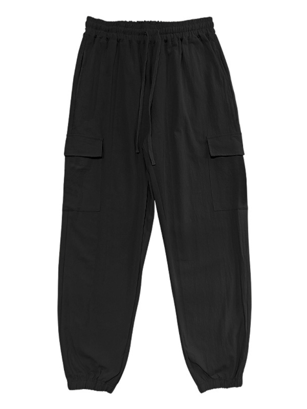 Casual cuffs, multi-pocket drawstrings, solid color, loose large size drawstring trousers Shello's Creative Boutique