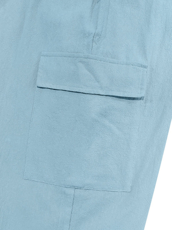 Casual cuffed multi-pocket drawstring trousers Shello's Creative Boutique