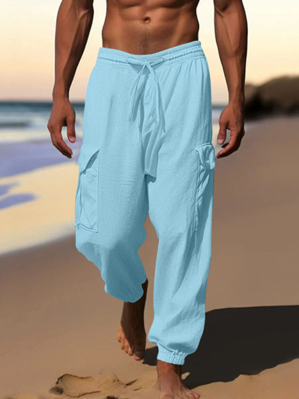 Casual cuffed multi-pocket drawstring trousers Shello's Creative Boutique