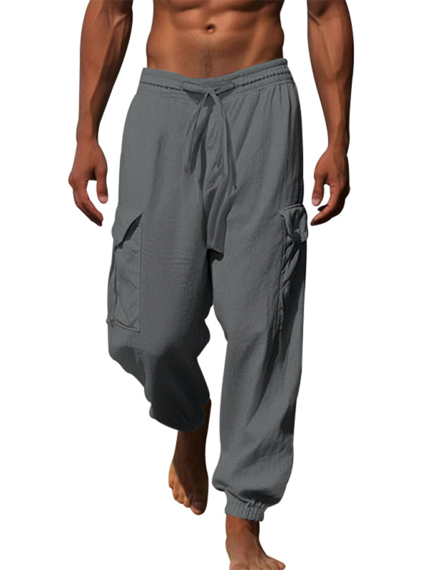 Casual cuffed multi-pocket drawstring trousers Shello's Creative Boutique