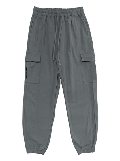 Casual cuffed multi-pocket drawstring trousers Shello's Creative Boutique