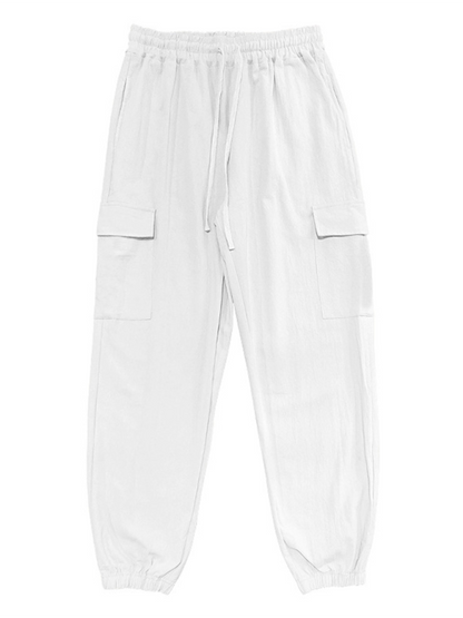 Casual cuffed multi-pocket drawstring trousers Shello's Creative Boutique