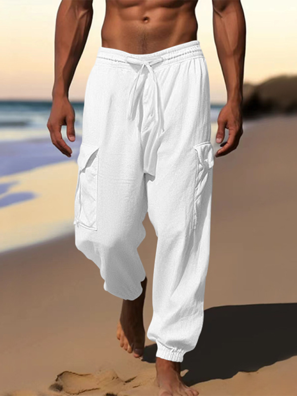 Casual cuffed multi-pocket drawstring trousers Shello's Creative Boutique