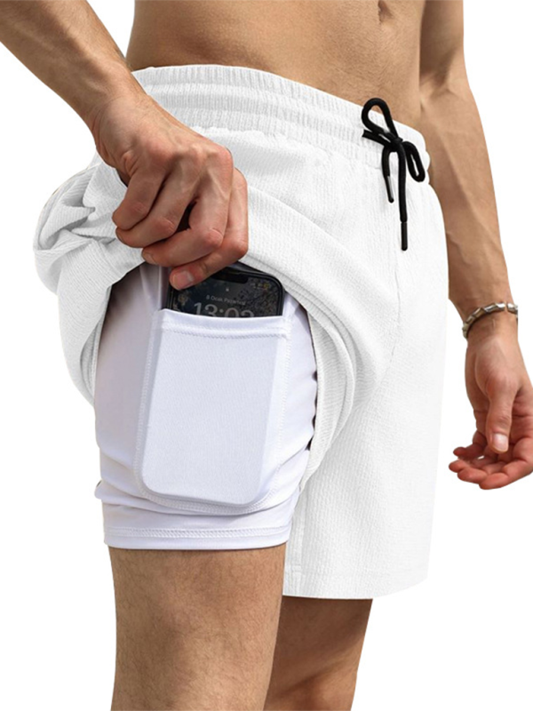 Men's casual sports shorts running shorts quick-drying lined double-layer woven shorts Shello's Creative Boutique