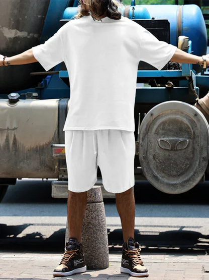 Men's Solid Color Loose Short-Sleeved Shorts Set - Perfect Men's Shorts Set for Summer Style - Shello's Creative Boutique