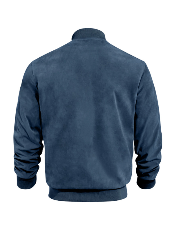 Suede Solid Color Men's Zipper Jacket Casual Retro Long Sleeve Cardigan Coat Shello's Creative Boutique