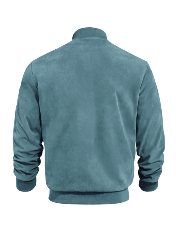 Suede Solid Color Men's Zipper Jacket Casual Retro Long Sleeve Cardigan Coat Shello's Creative Boutique