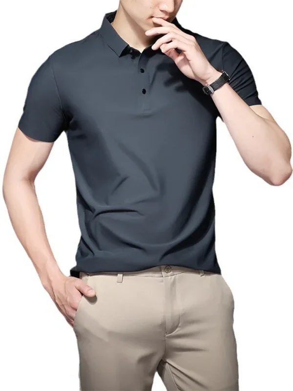 Men's Quick-Drying Polo Shirt - High Elastic Non-Marking Ice Silk Short-Sleeved Design - Shello's Creative Boutique