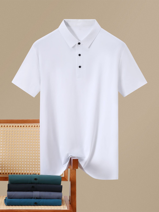 Men High Elastic Non-Marking Ice Silk Lapel Short-Sleeved Quick-Drying Polo Shirt