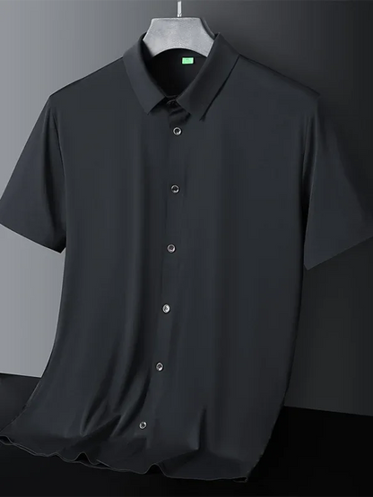 Men's Ice Silk Short Sleeve Shirt – Lightweight, High Elastic & Sophisticated - Shello's Creative Boutique