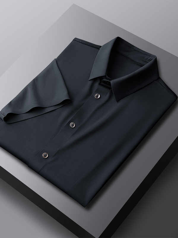 Men’s Light Ice Silk High Elastic Short Sleeve Shirt – Lightweight and Sophisticated