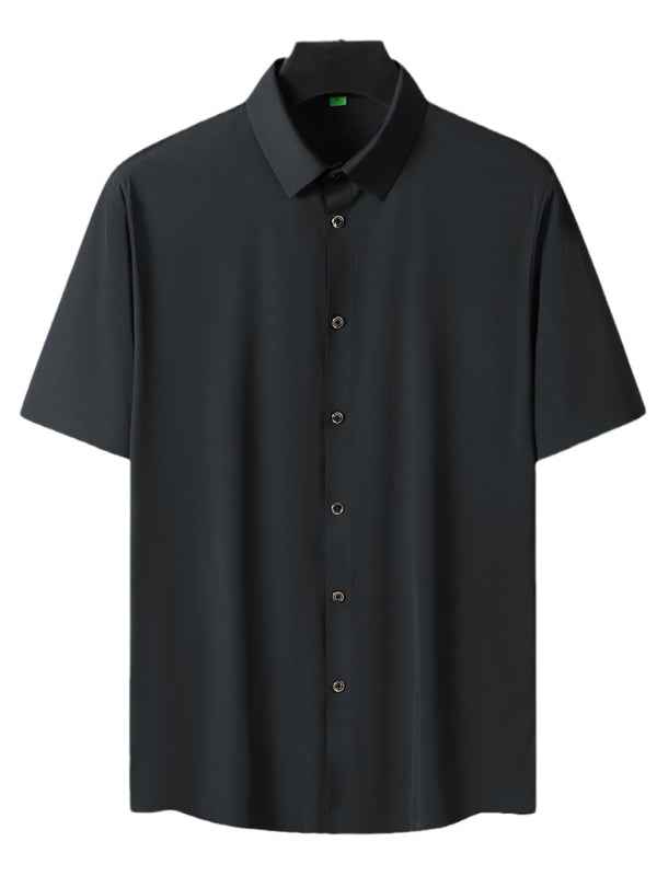 Men’s Light Ice Silk High Elastic Short Sleeve Shirt – Lightweight and Sophisticated