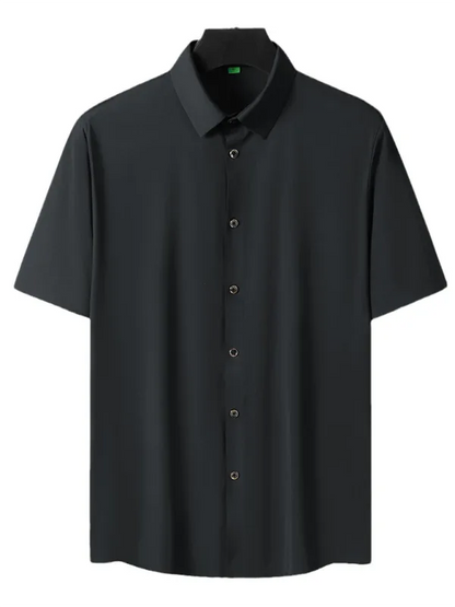 Men's Ice Silk Short Sleeve Shirt – Lightweight, High Elastic & Sophisticated - Shello's Creative Boutique