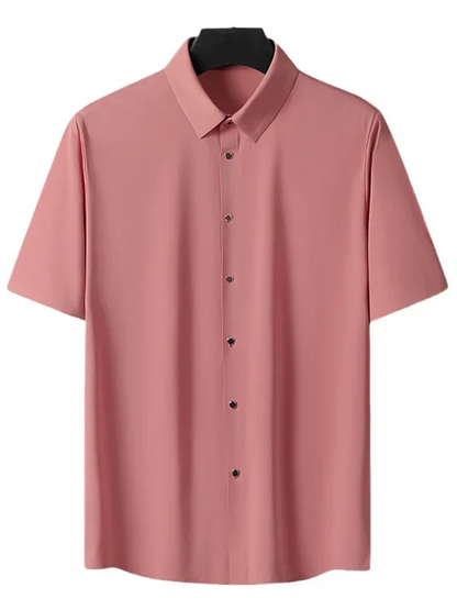 Men's Ice Silk Short Sleeve Shirt – Lightweight, High Elastic & Sophisticated - Shello's Creative Boutique