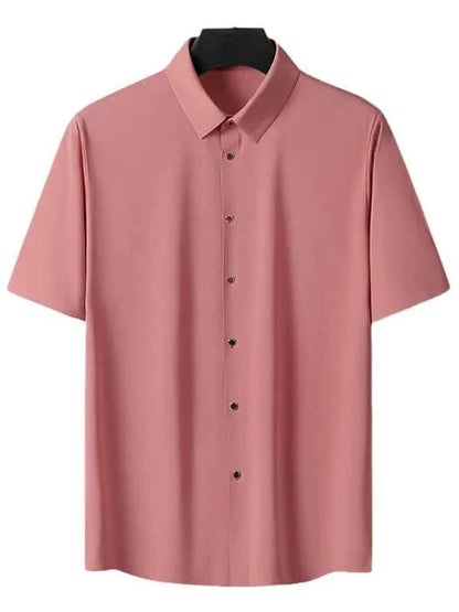 Men's Ice Silk Short Sleeve Shirt – Lightweight, High Elastic & Sophisticated - Shello's Creative Boutique
