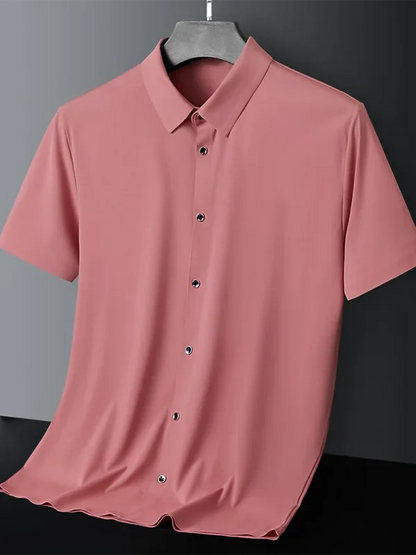 Men's Ice Silk Short Sleeve Shirt – Lightweight, High Elastic & Sophisticated - Shello's Creative Boutique