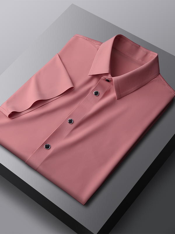 Men’s Light Ice Silk High Elastic Short Sleeve Shirt – Lightweight and Sophisticated