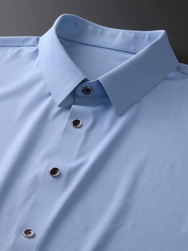 Men’s Light Ice Silk High Elastic Short Sleeve Shirt – Lightweight and Sophisticated