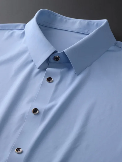 Men's Ice Silk Short Sleeve Shirt – Lightweight, High Elastic & Sophisticated - Shello's Creative Boutique
