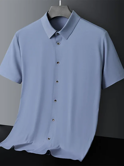 Men's Ice Silk Short Sleeve Shirt – Lightweight, High Elastic & Sophisticated - Shello's Creative Boutique