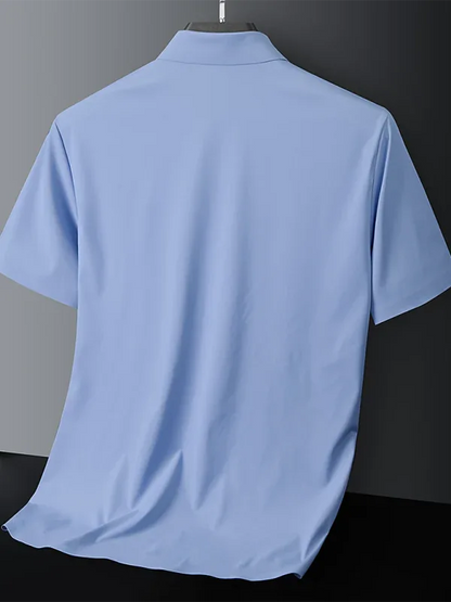 Men's Ice Silk Short Sleeve Shirt – Lightweight, High Elastic & Sophisticated - Shello's Creative Boutique