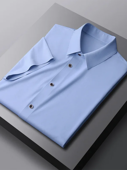 Men's Ice Silk Short Sleeve Shirt – Lightweight, High Elastic & Sophisticated - Shello's Creative Boutique