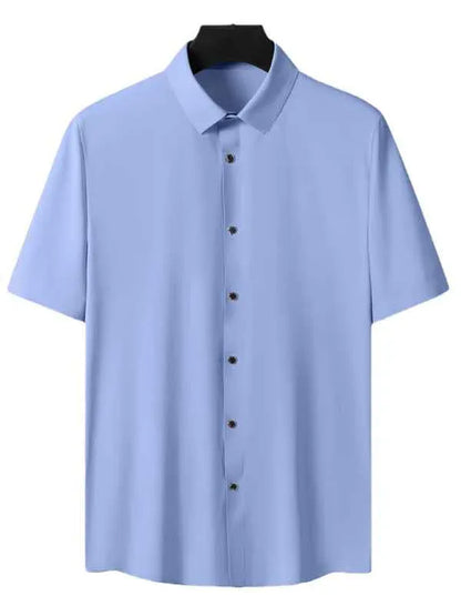 Men's Ice Silk Short Sleeve Shirt – Lightweight, High Elastic & Sophisticated - Shello's Creative Boutique