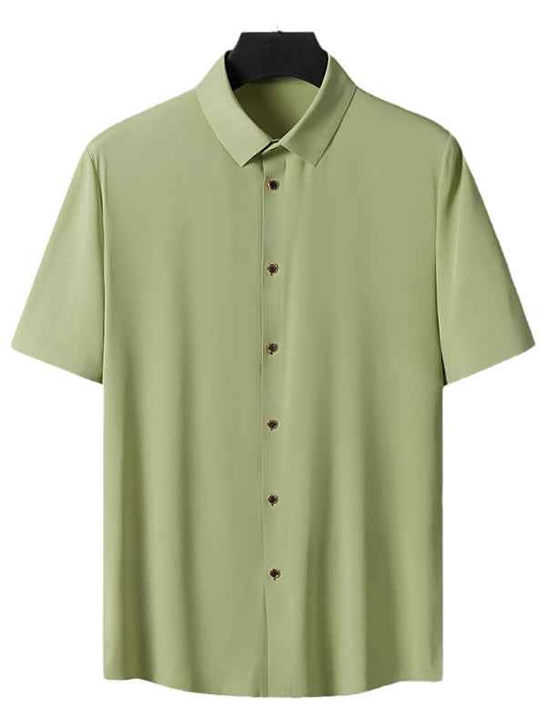 Men’s Light Ice Silk High Elastic Short Sleeve Shirt – Lightweight and Sophisticated
